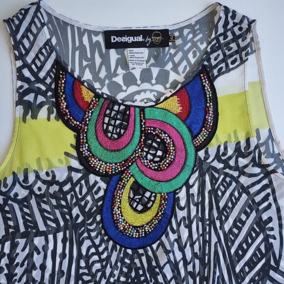 Desigual x Christian Lacroix Natalia Colorful Beaded Sleeveless Mini Dress EU 42 - Picture 9 of 9